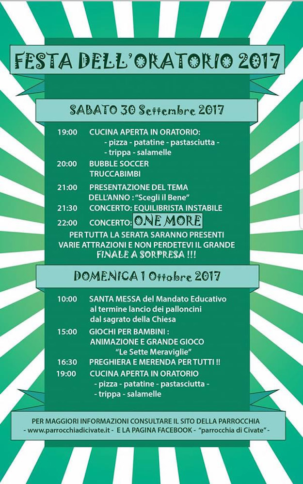 Civate: sabato e domenica la Festa dell'Oratorio - Leccoonline